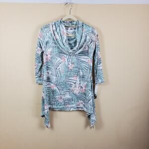 Kensie Tropical Print Cowl Neck Top Women's Size S